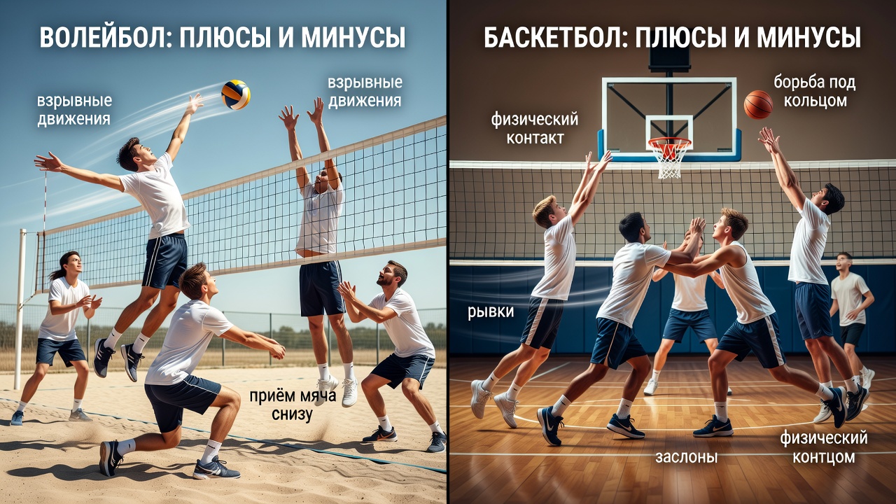 Волейбол или баскетбол - Какой командный вид спорта выбрать для себя или ребёнка, плюсы и минусы каждого